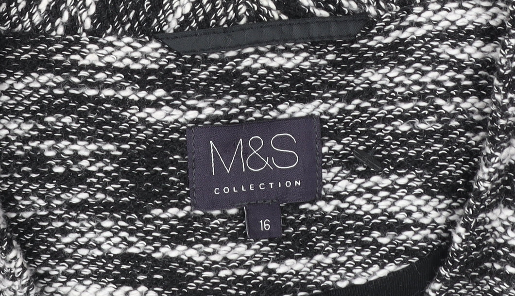 Marks and Spencer Women Black Size 16 Open Knit Long Sleeve Cardigan