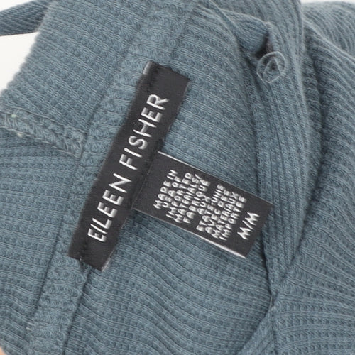 Eileen Fisher Women Blue Hooded Pullover Top M Organic Cotton Tencel Blend