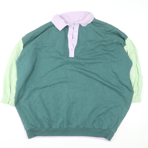 ASOS Design Women's Green Lilac Colourblock Henley Sweatshirt Size 8