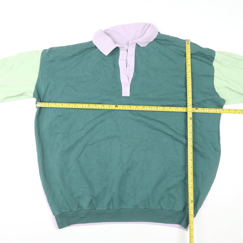 ASOS Design Women's Green Lilac Colourblock Henley Sweatshirt Size 8