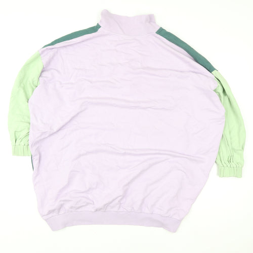 ASOS Design Women's Green Lilac Colourblock Henley Sweatshirt Size 8