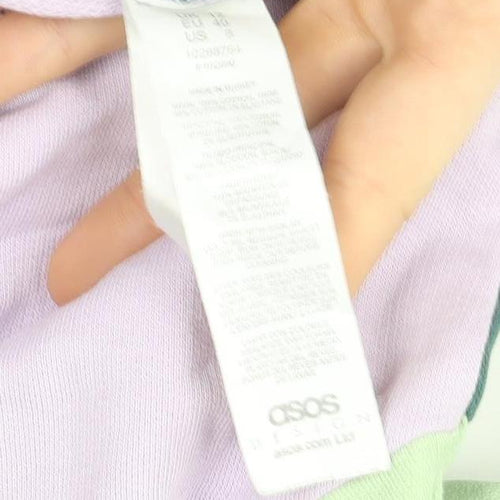 ASOS Design Women's Green Lilac Colourblock Henley Sweatshirt Size 8