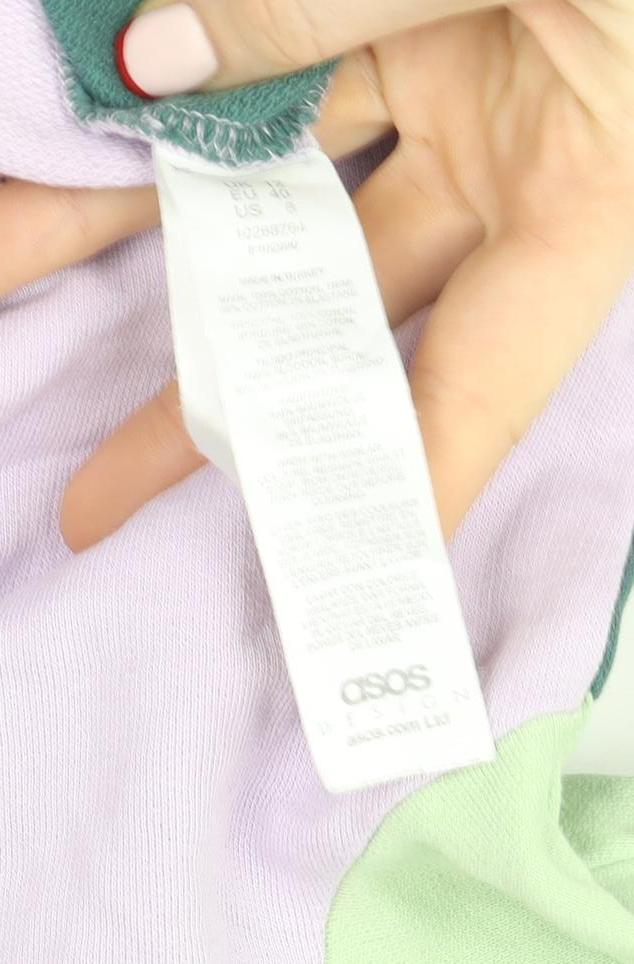 ASOS Design Women's Green Lilac Colourblock Henley Sweatshirt Size 8
