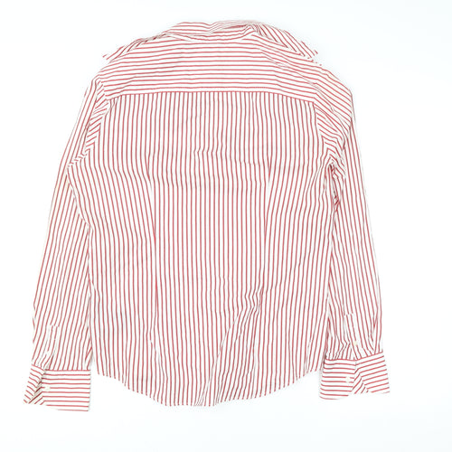 Tommy Hilfiger Women's Red Striped Cotton Stretch Button-Up Shirt Size 12