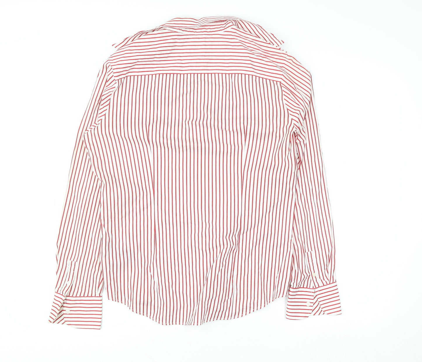 Tommy Hilfiger Women's Red Striped Cotton Stretch Button-Up Shirt Size 12