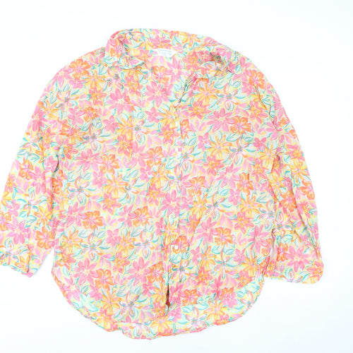 Primark Womens Multicoloured Floral Cotton Long Sleeve Tunic Shirt L