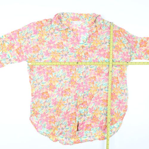 Primark Womens Multicoloured Floral Cotton Long Sleeve Tunic Shirt L