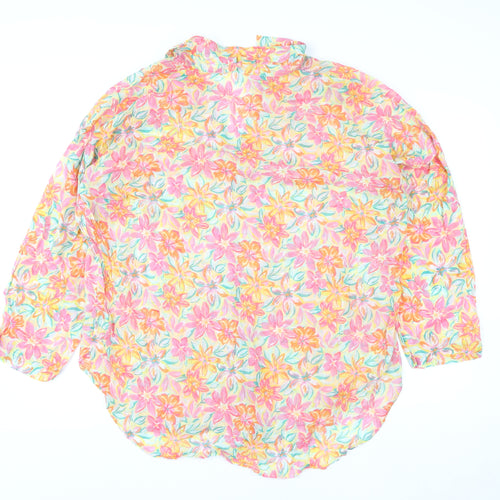 Primark Womens Multicoloured Floral Cotton Long Sleeve Tunic Shirt L