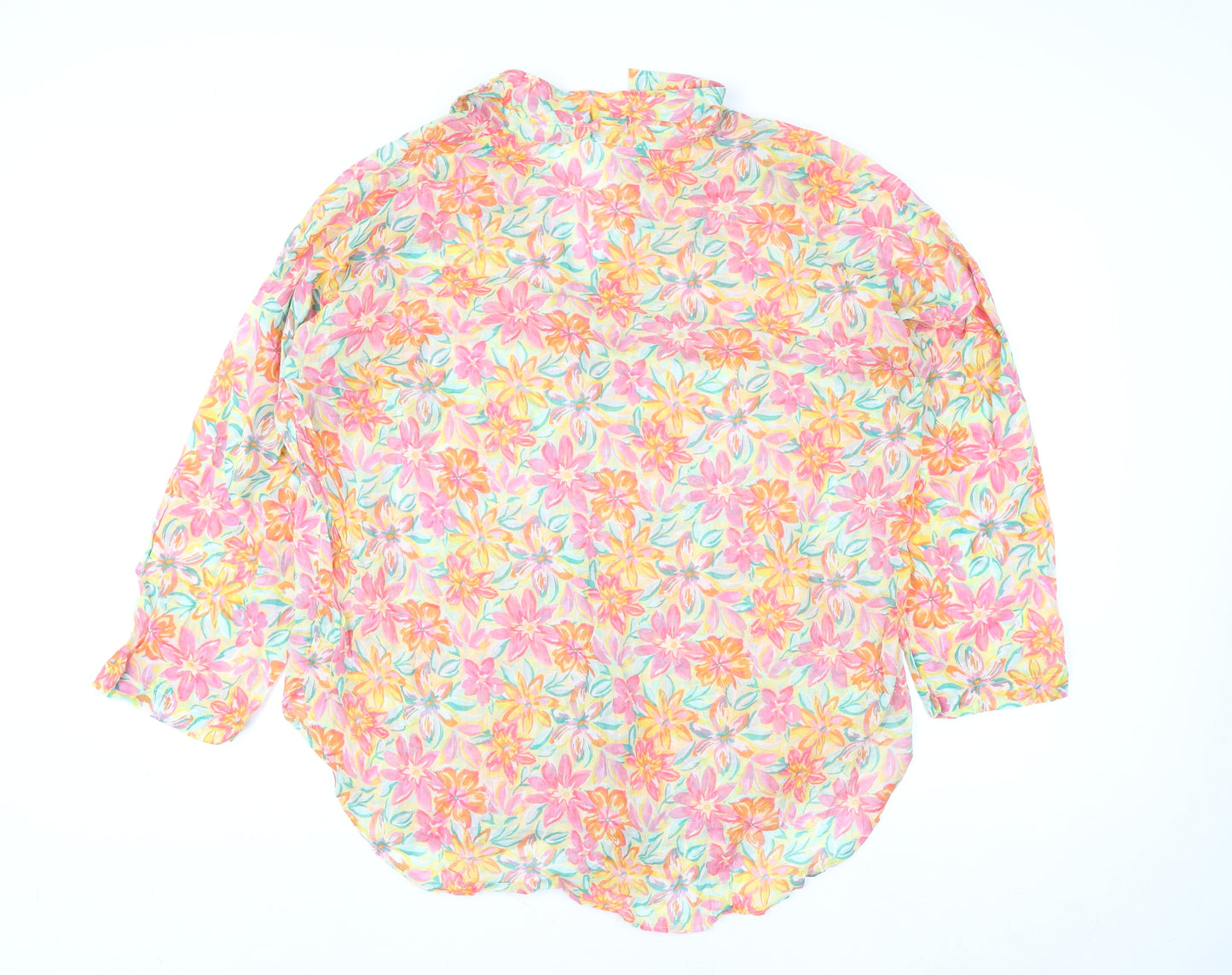 Primark Womens Multicoloured Floral Cotton Long Sleeve Tunic Shirt L