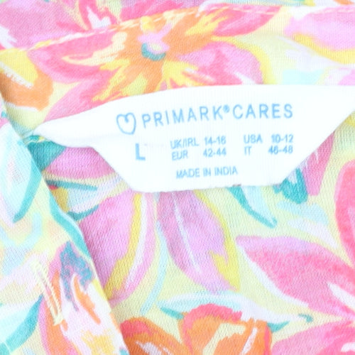 Primark Womens Multicoloured Floral Cotton Long Sleeve Tunic Shirt L