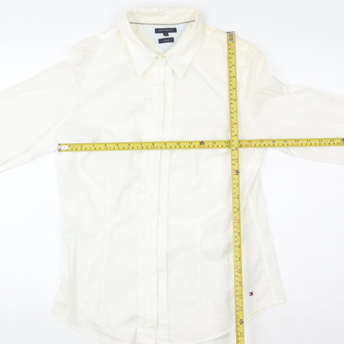 Tommy Hilfiger Women's White Cotton Stretch Button-Up Shirt Size 12