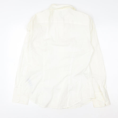 Tommy Hilfiger Women's White Cotton Stretch Button-Up Shirt Size 12