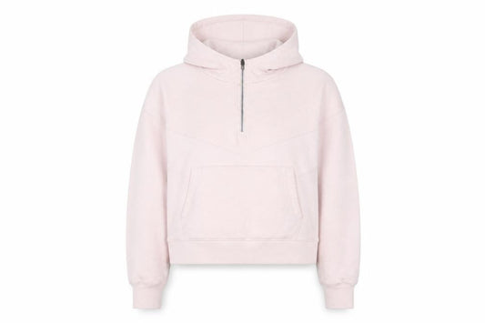 Front view of Lucy Mecklenburgh Very women’s pink 1/2 zip hoodie, size M