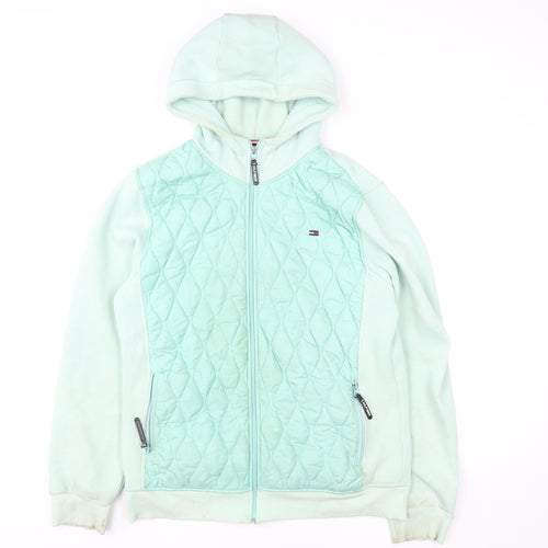 Tommy Hilfiger Womens Green 2XL Hooded Quilted Zip Jacket