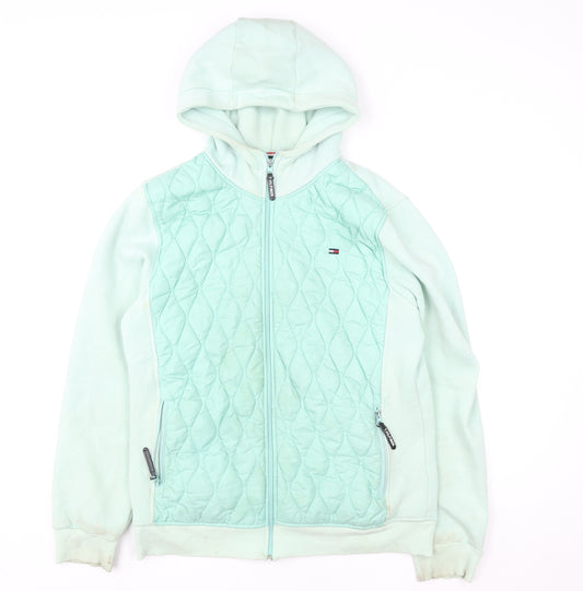 Tommy Hilfiger Womens Green 2XL Hooded Quilted Zip Jacket