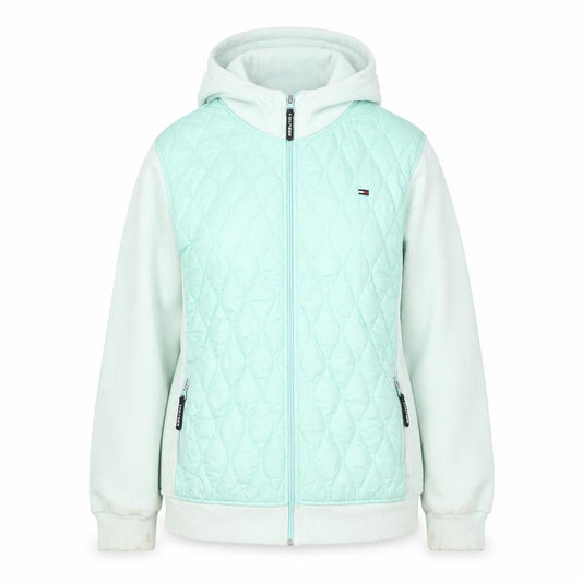 Front view of Tommy Hilfiger women’s green 2xl hooded quilted zip jacket