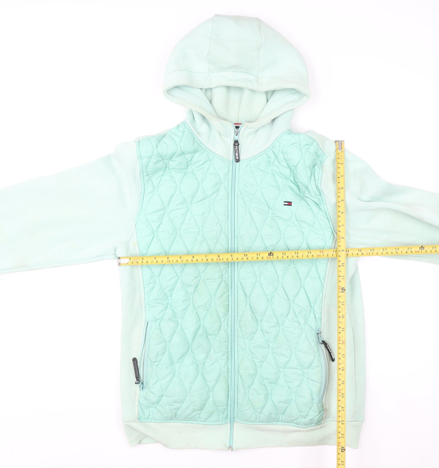 Tommy Hilfiger Womens Green 2XL Hooded Quilted Zip Jacket