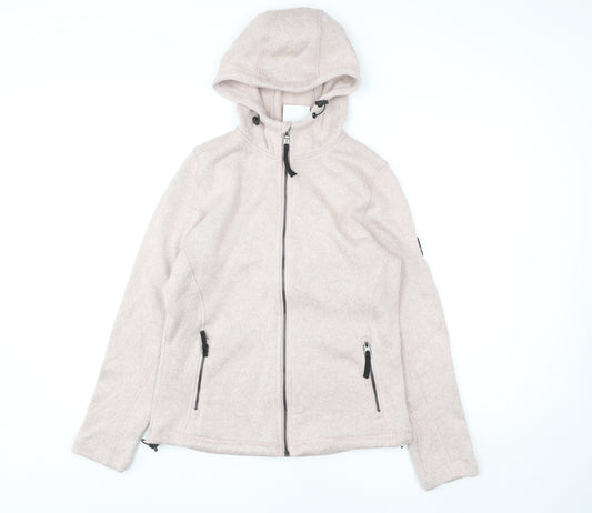TOG24 Women's Beige Full Zip Hooded Fleece Jacket Size 8