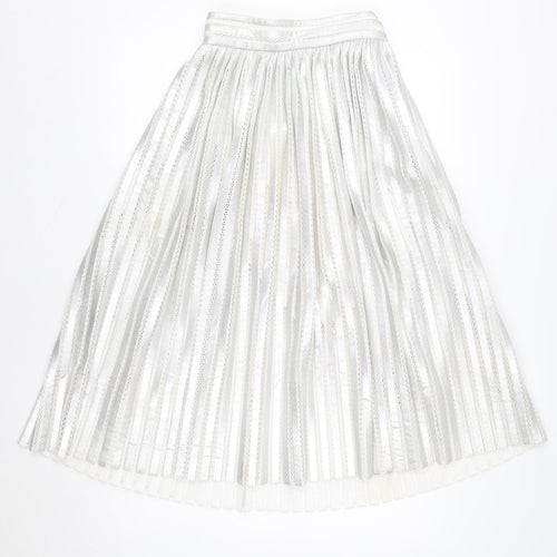 Maje Women’s Silver Pleated Knee Length Skirt Size S