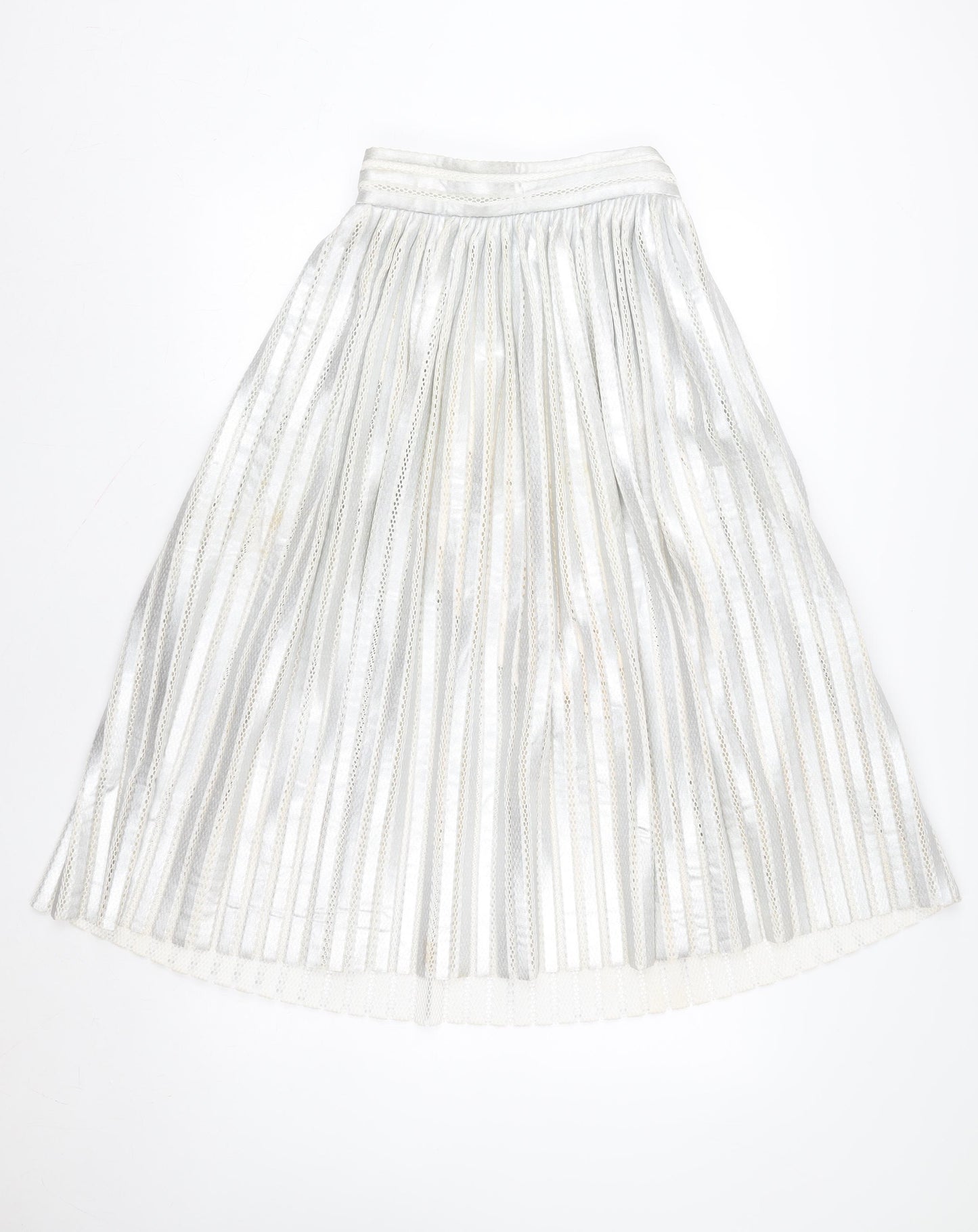 Maje Women’s Silver Pleated Knee Length Skirt Size S