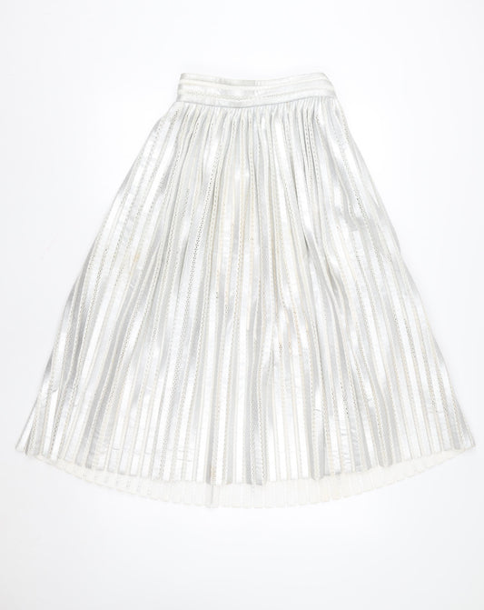 Maje Women’s Silver Pleated Knee Length Skirt Size S
