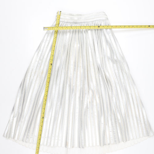 Maje Women’s Silver Pleated Knee Length Skirt Size S