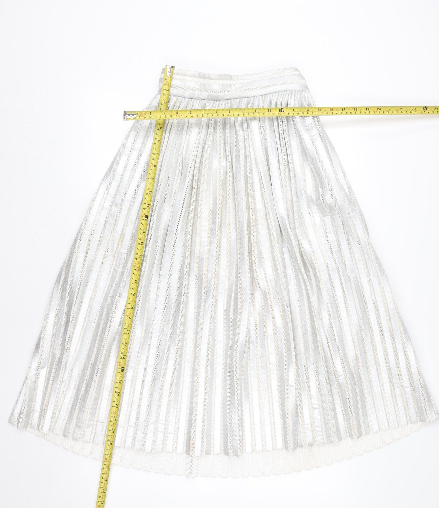 Maje Women’s Silver Pleated Knee Length Skirt Size S