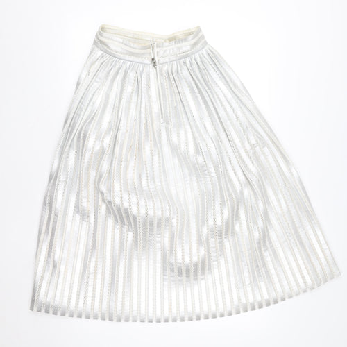Maje Women’s Silver Pleated Knee Length Skirt Size S