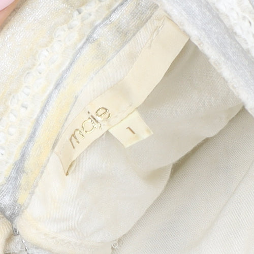 Maje Women’s Silver Pleated Knee Length Skirt Size S