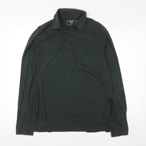 Charles Tyrwhitt Men's Dark Green Long Sleeve Button-Up Shirt Medium