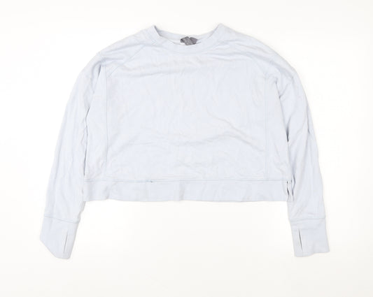 Sweaty Betty Women Light Blue Crew Neck Long Sleeve Pullover Sweatshirt Size L