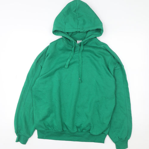 Bershka Women Green Pullover Hoodie XS Cotton Blend Casual