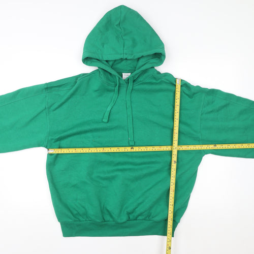 Bershka Women Green Pullover Hoodie XS Cotton Blend Casual