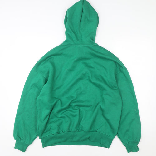 Bershka Women Green Pullover Hoodie XS Cotton Blend Casual