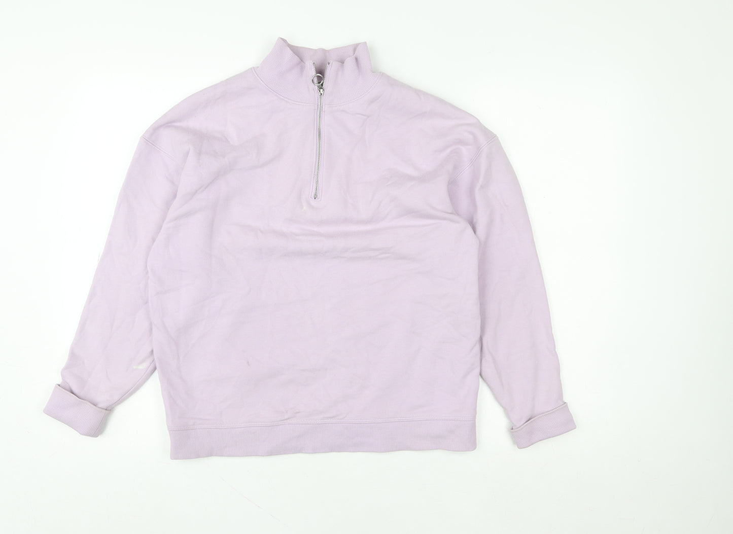 Marks and Spencer Women Lilac 1/2 Zip Sweatshirt Size M Relaxed Fit