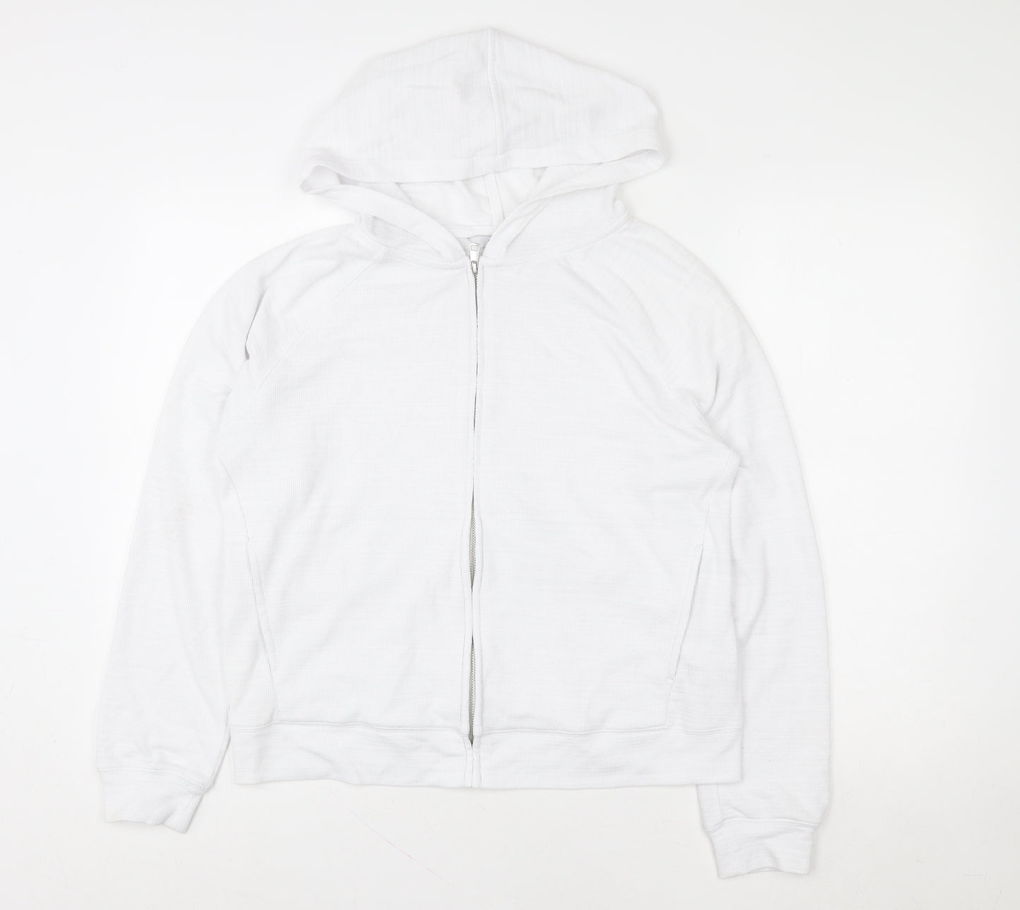 Next Women White Full Zip Hoodie Size M Cotton Blend Casual