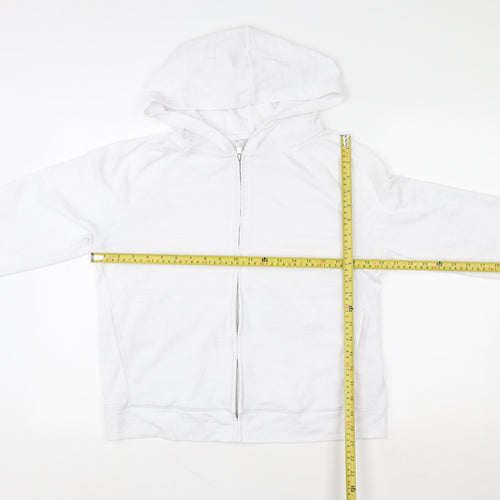 Next Women White Full Zip Hoodie Size M Cotton Blend Casual