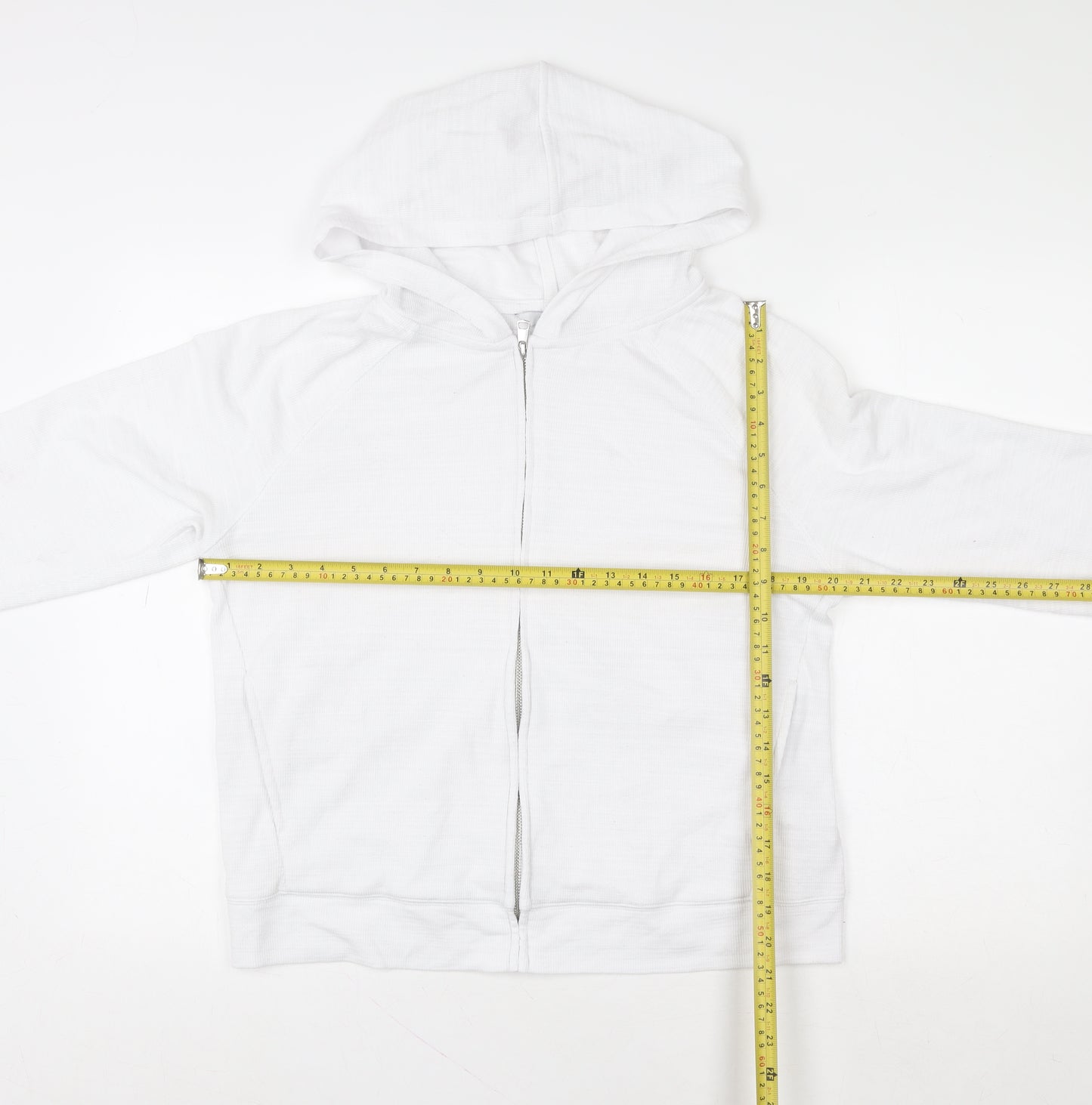Next Women White Full Zip Hoodie Size M Cotton Blend Casual