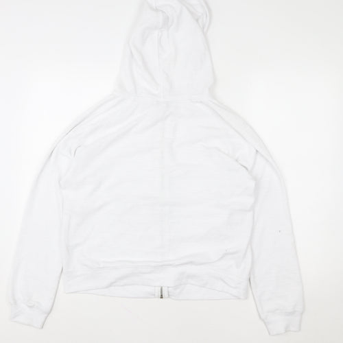 Next Women White Full Zip Hoodie Size M Cotton Blend Casual