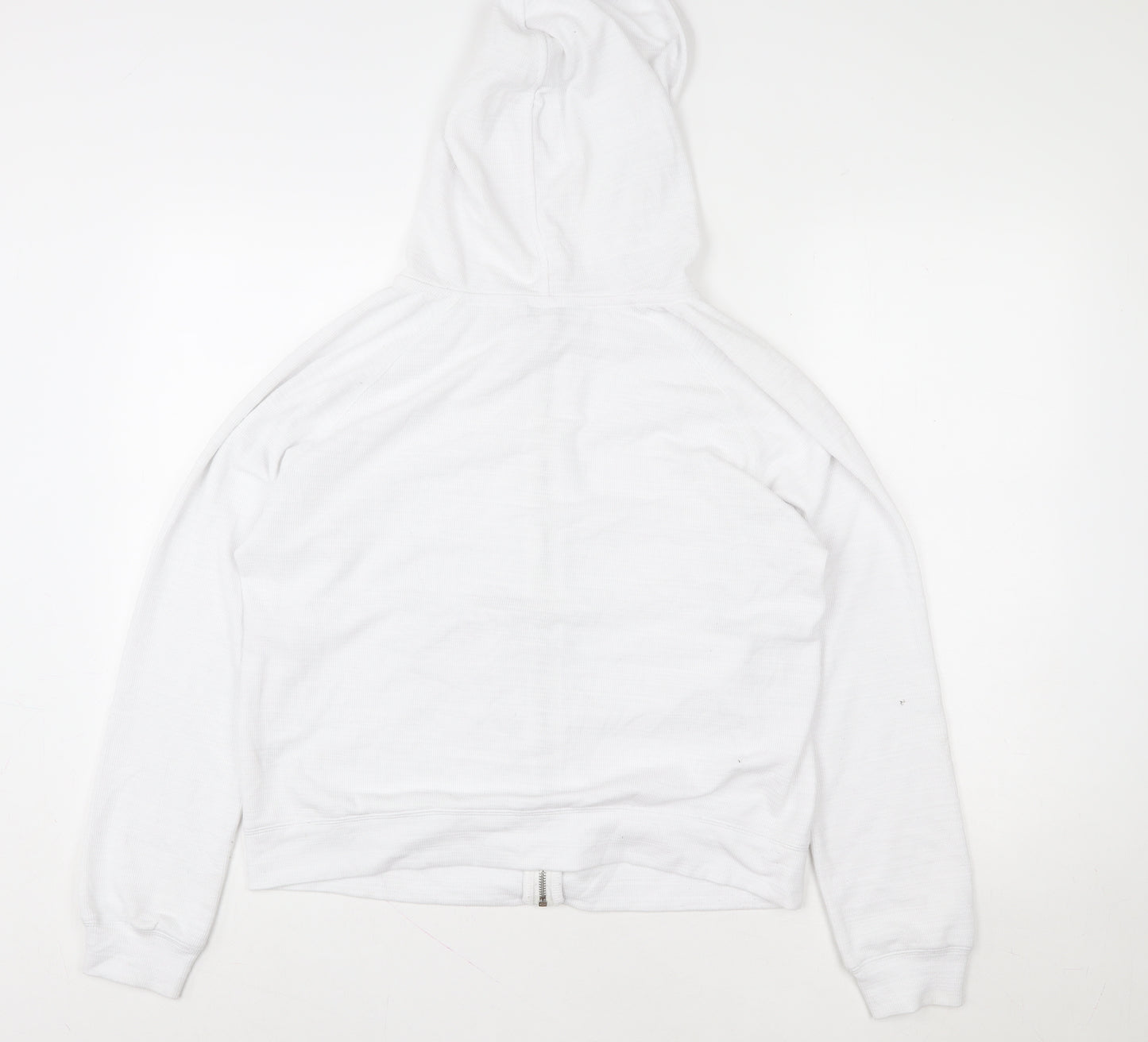 Next Women White Full Zip Hoodie Size M Cotton Blend Casual
