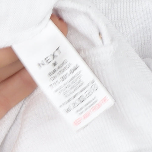 Next Women White Full Zip Hoodie Size M Cotton Blend Casual