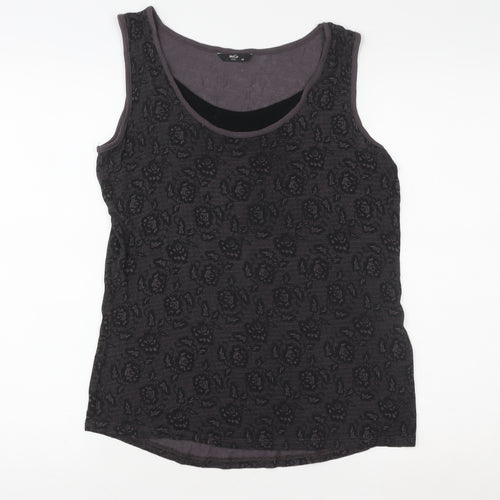 M&Co Women’s Black Floral Petite Size 14 Sleeveless Tank Top
