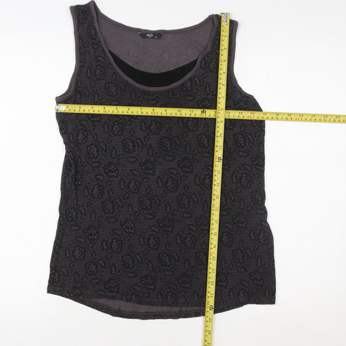 M&Co Women’s Black Floral Petite Size 14 Sleeveless Tank Top