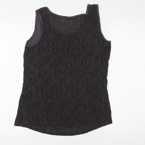 M&Co Women’s Black Floral Petite Size 14 Sleeveless Tank Top
