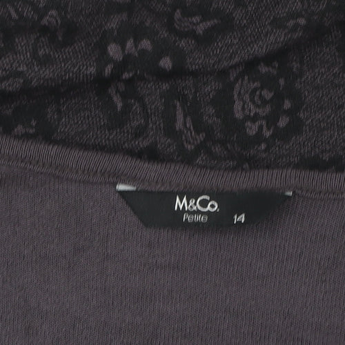M&Co Women’s Black Floral Petite Size 14 Sleeveless Tank Top