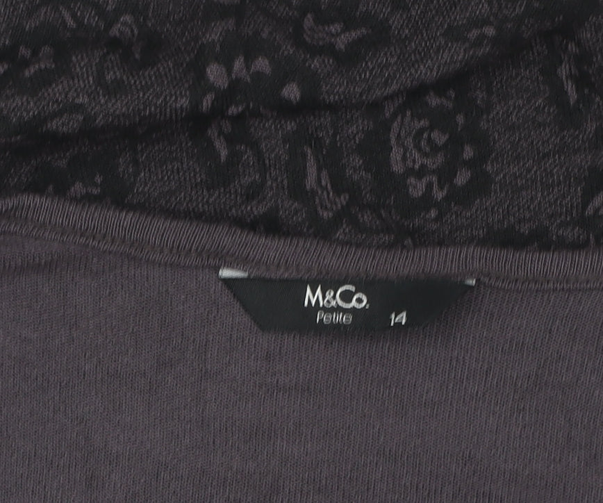 M&Co Women’s Black Floral Petite Size 14 Sleeveless Tank Top