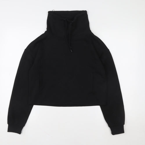F&F Women Black XS Pullover Polyester Funnel Neck Sweatshirt