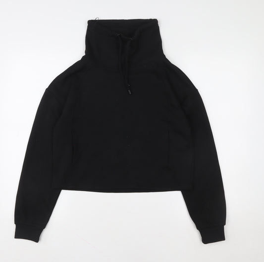 F&F Women Black XS Pullover Polyester Funnel Neck Sweatshirt