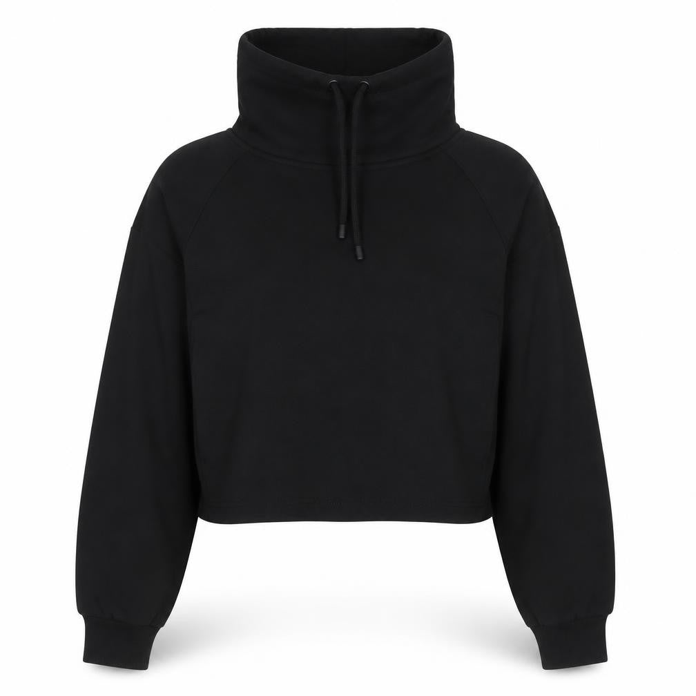Front view of F&F Women Black XS Pullover Polyester Funnel Neck Sweatshirt