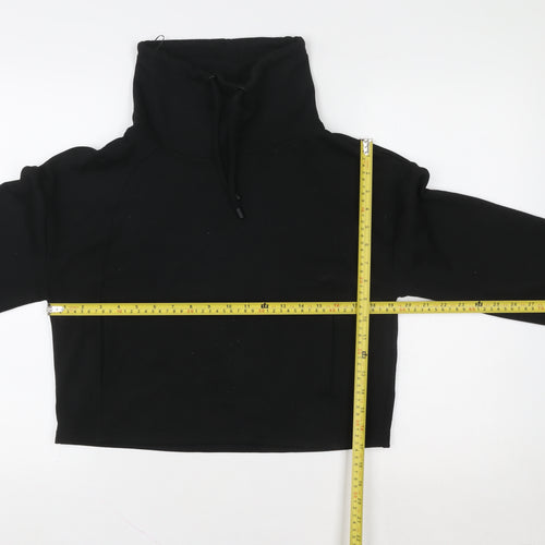 F&F Women Black XS Pullover Polyester Funnel Neck Sweatshirt
